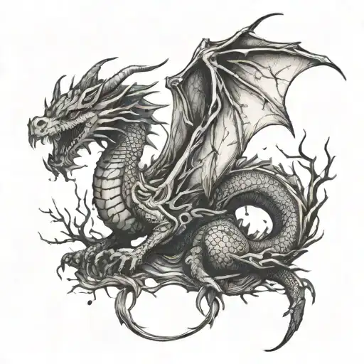 Dragon With Tree Branch Around It