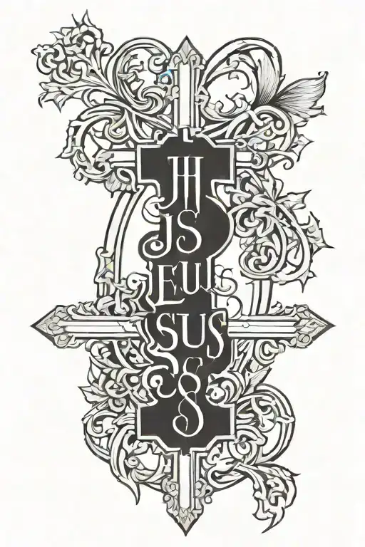 The Word Jesus Christ In A Gothic Font With A Cross At The Start Then Arrange From Top To Bottom