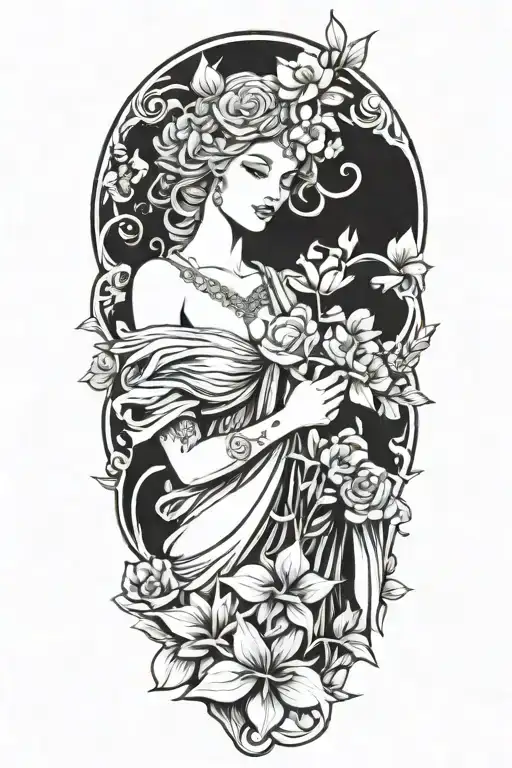 Fortuna Goddess Holding A Bouquet