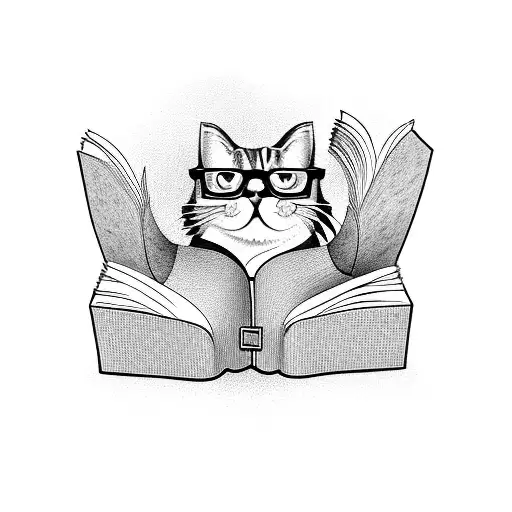 A Cat Wearing Glasses And Reading A Book Titled 'Moose Tales'