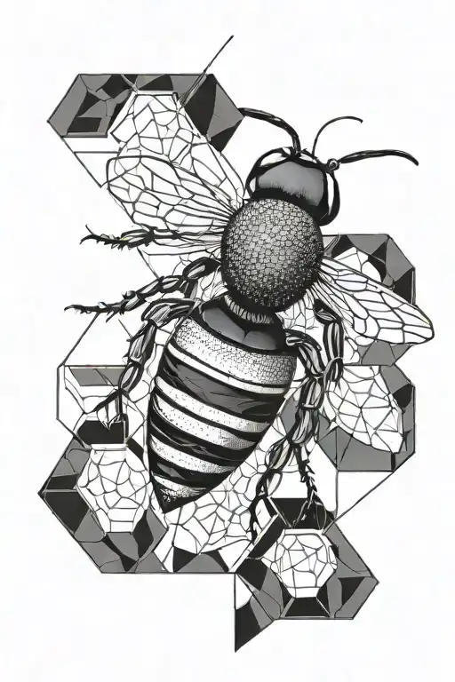 Geometric Bee With Hexagon Pattern