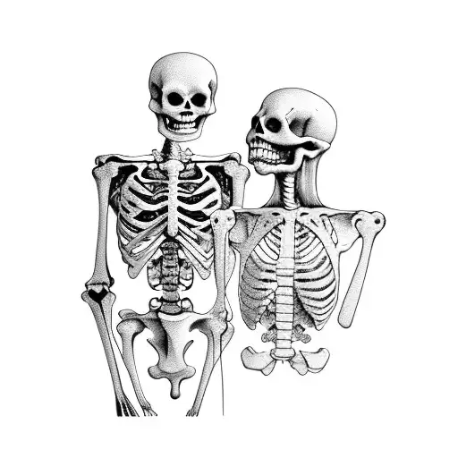 Skeleton With A Girl Coming Out From Cigarette