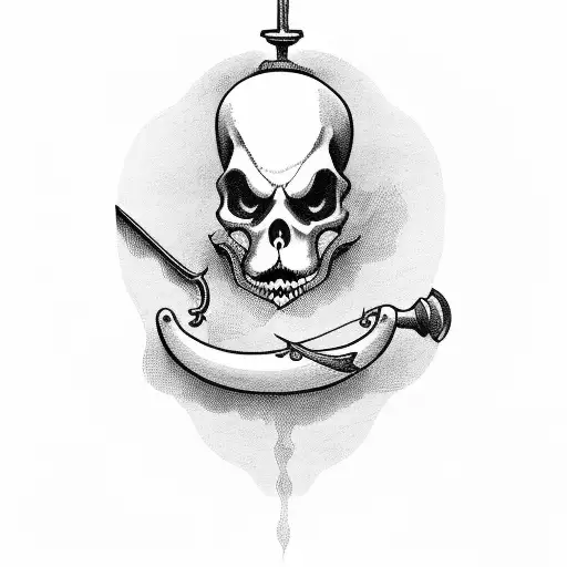 Grim Reaper With A Pocket Watch Dangling From His Scythe