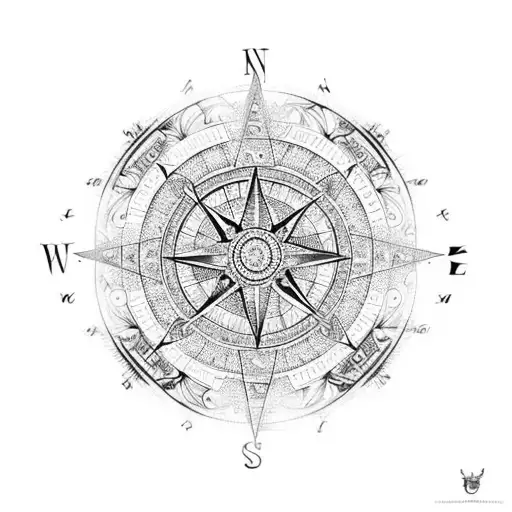 An Intricate Compass Design With The Coordinates Of Your Daughters' Birthplaces