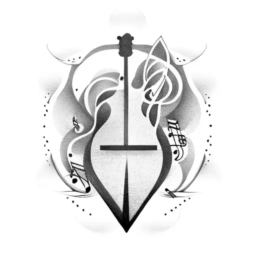 Guitar With Music Sheet Background