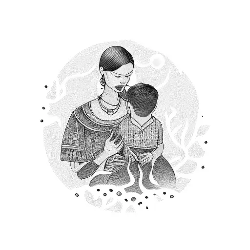 Mother And Son Embracing