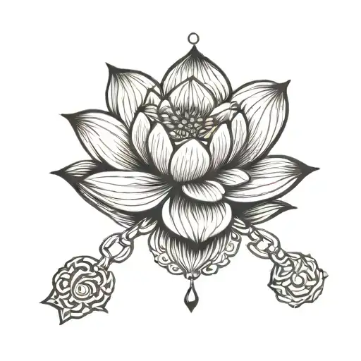 Minimal Lotus Flower With Chain Links
