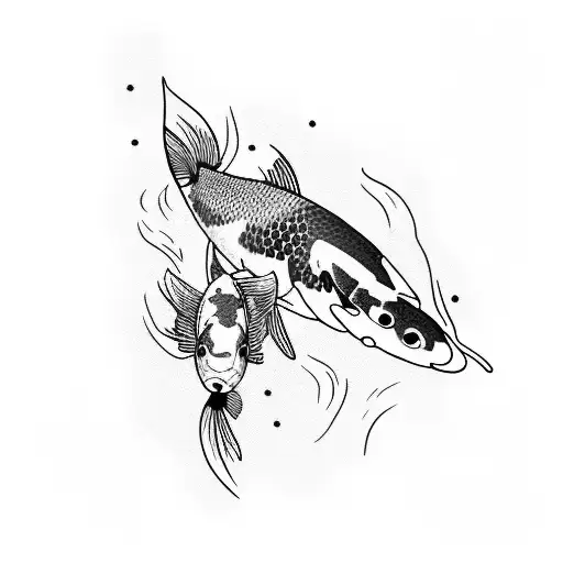 Koi Fish Coexisting With Hummingbird