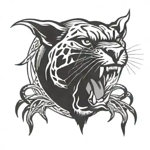 Panther Growling With The Word Sacrifice Above His Head