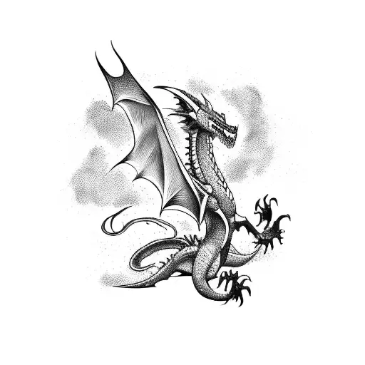 A Fierce Dragon Surrounded By A Webtoon-inspired Background