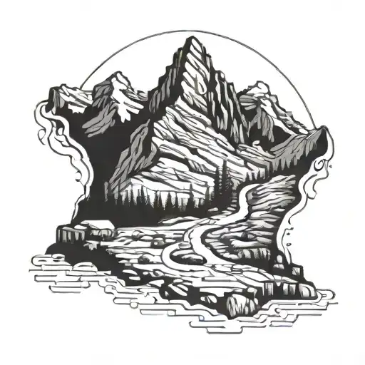 A Mountain Landscape With A Hidden Trail For Hiking Enthusiasts