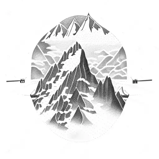 A Majestic Mountain Peak With A Rope Access Technician Scaling Its Heights