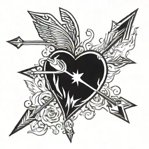 Burning Heart Pierced With Arrow