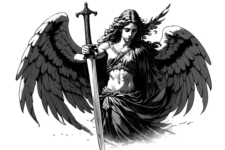 Guardian Angel Wielding Sword Emerging