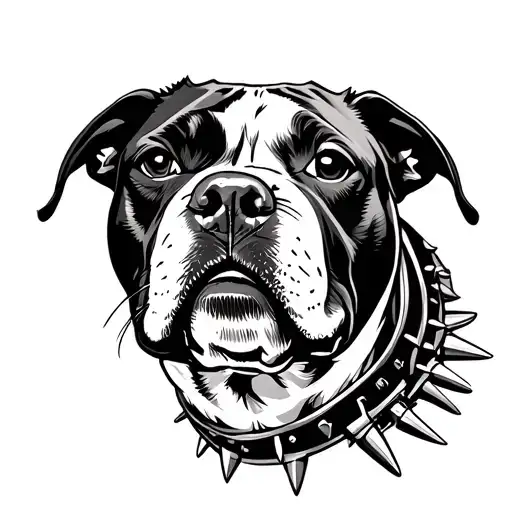 Pitbull Head With A Spike Collar