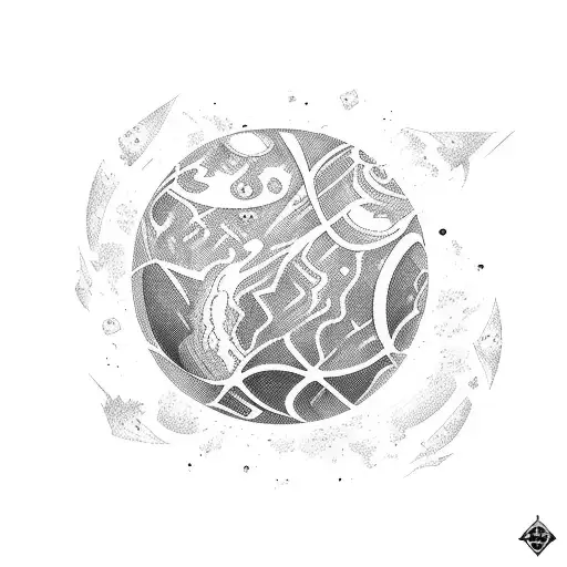 Stitch Design Tattoo On Top Of A Planet