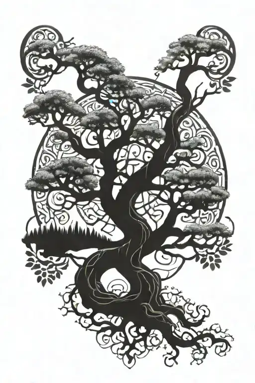 Yggdrasil With 5 Elements Intertwined