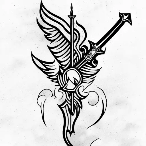 Phoenix And Sword In Background
