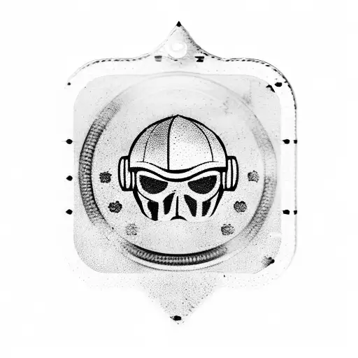 Railroad Crossing With Army Helmet And Dog Tags