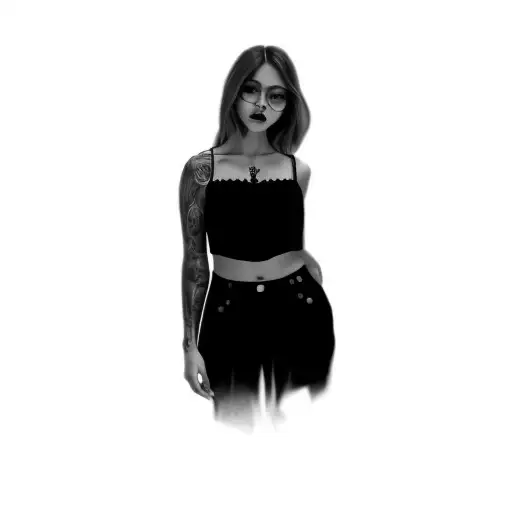 A Woman In A Black Top And Black Pants