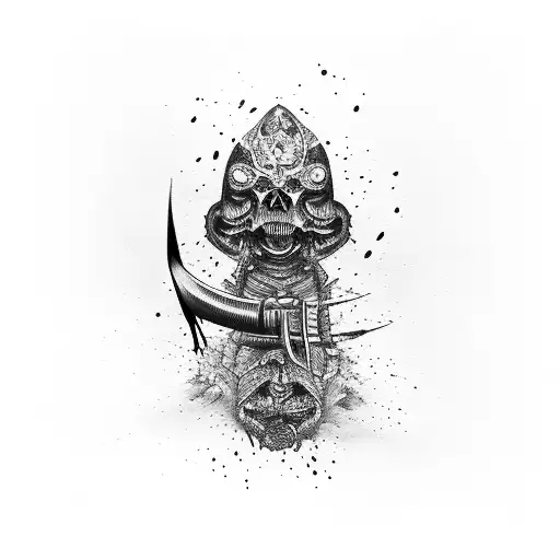 Katana Dripping Blood Held By A Shadow