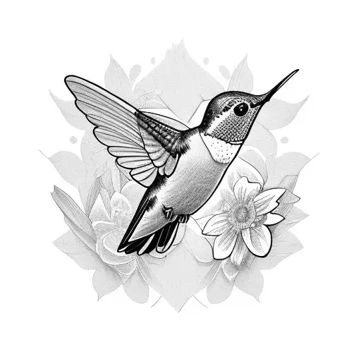 A Hummingbird And Flowers