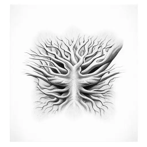 Majestic Sea Creature Emerging From A Tree Trunk