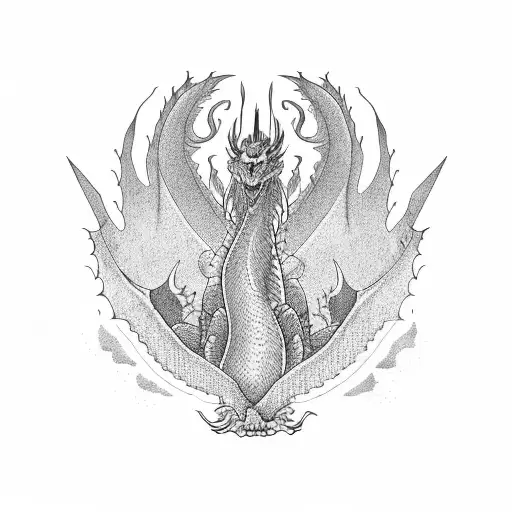 A Majestic Dragon Flying Over A Traditional South East Asian Landscape