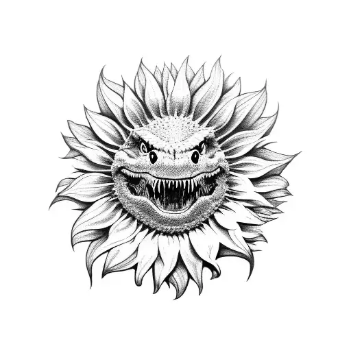 Sunflower And T-rex Dinosaure