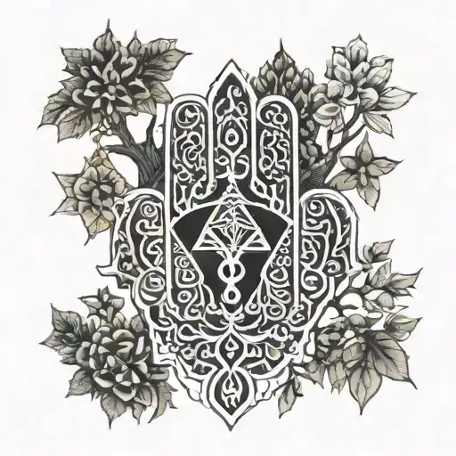 Hamsa With Star Of David And Tree Of Life Intertwined