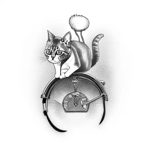 A Cat On A Motorcycle And Another Cat Driving A Car Going Into The Sunset