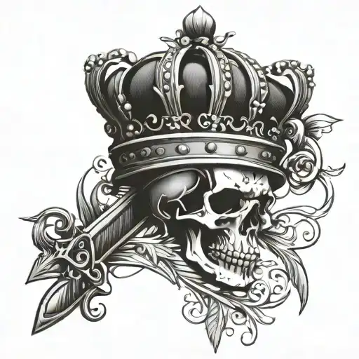 Crown With Quill And Sword Piercing