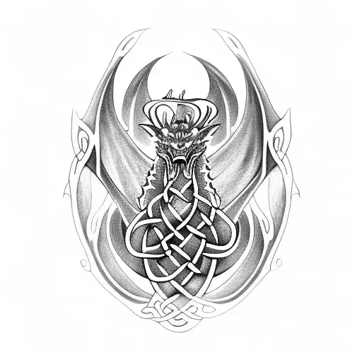 Celtic Dragon On Shoulder Flowing Across Back To Neck