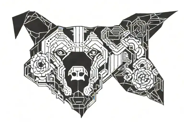 Simple Tattoo Based On The Black Dog Wallpaper From Cyberpunk 2077