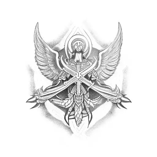 Saint Michael Holding A Scorpio Symbol