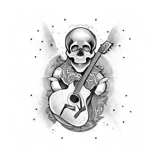 A Skull With A Guitar As Its Jawbone
