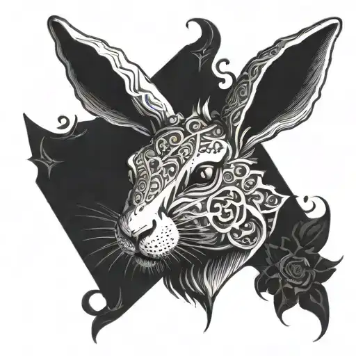 Horn Rabbit Face Dark Gothic Style