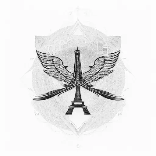 An Eagle Perched On Top Of The Eiffel Tower With Musical Notes Swirling Around It