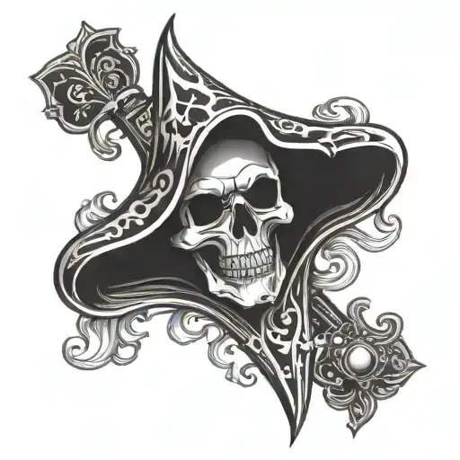 Ace Of Spade With Grim Reaper Standing