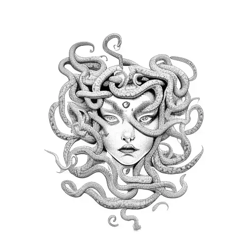 Medusa With Snakes As Her Hair