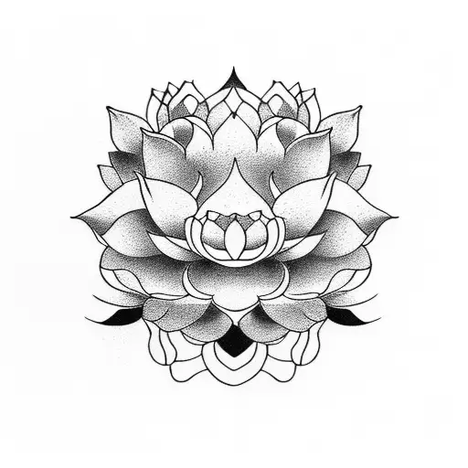 Lotus Flower And Buddha In A Serene Garden