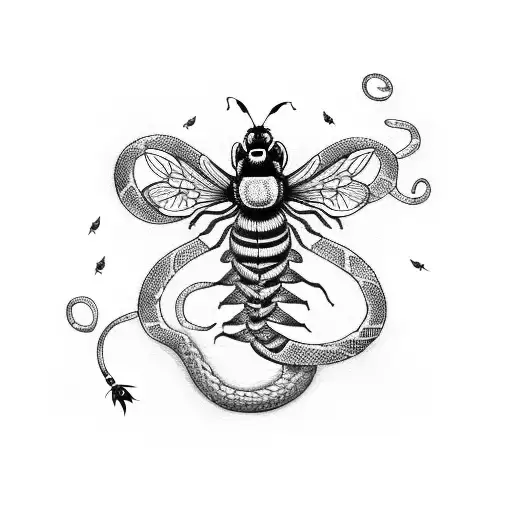 Snake With Bee