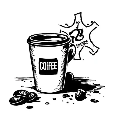 A Crime Scene Silhouette With A Coffee Cup As Evidence Marker