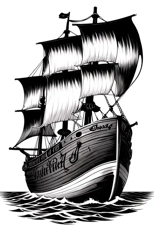 Pirate Boat With Tied Sail