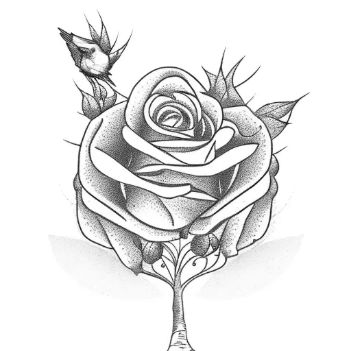 A Nightingale On A Tree Of Roses