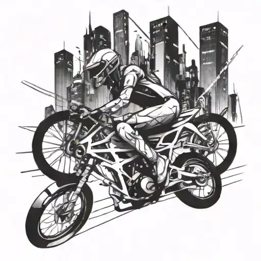 A Futuristic Cyberpunk Cityscape With A Sleek Bike Racing Through The Streets