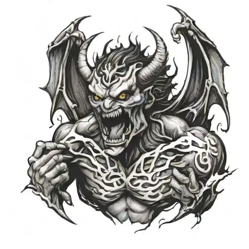 Demon Coming Out Of The Chest Ripping It Open