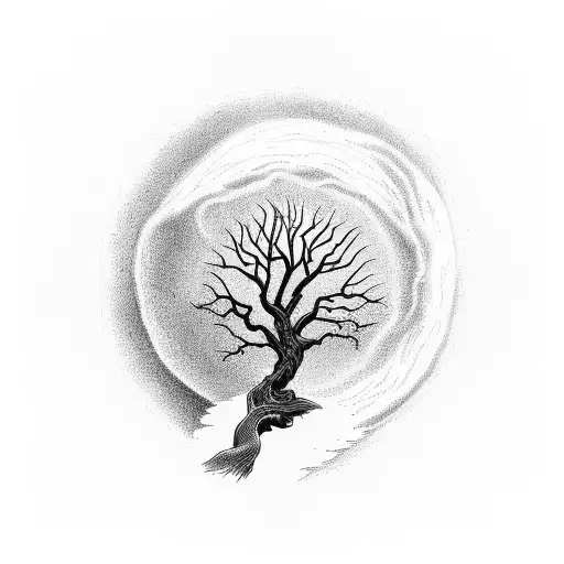 A Lone Tree Bending But Not Breaking Under The Force Of A Violent Hurricane