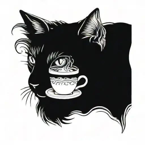 A Coffee Cup Morphing Into A Cat Silhouette
