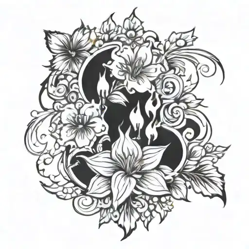 Flowers And Fire Flames